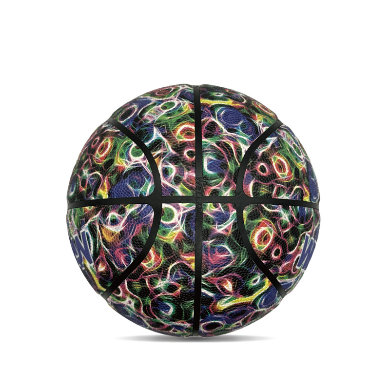 การดูดความชื้นในร่ม/กลางแจ้ง PU สีสันสดใสพิมพ์บอลบาสเก็ตบอล